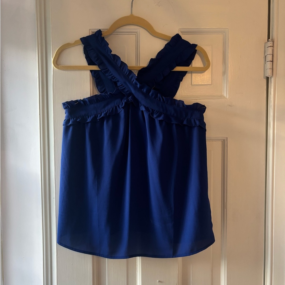 J. Crew Royal Blue Ruffled Blouse